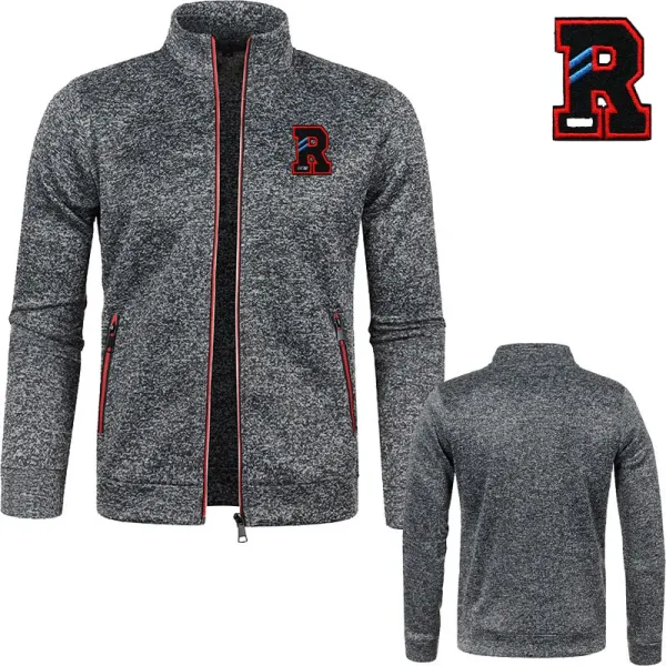 High-end men's jacket embroidery R Men's stand-up collar cardigan Y2k Men's sweatshirt High quality brand zipper hoodie for men