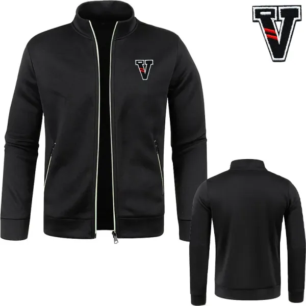 Hot sale embroidery V Men's sweatshirt stand-up collar Y2k Men's cardigan Business Harajuku loose oversized hoodie for men