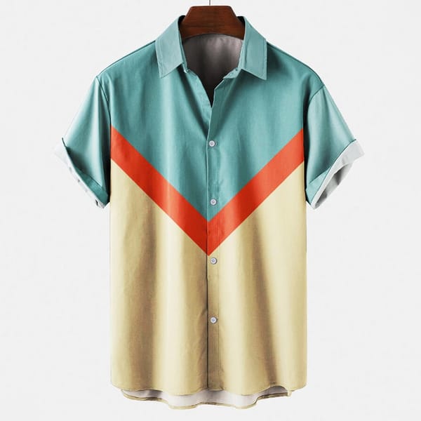 Men's Hawaiian Beach Vacation Casual Shirts Summer Fashion Short Sleeve Striped Printed Streetwear Funny Black Clothes