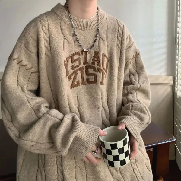 heavyweight sweater, high-end men's winter trendy brand thickened jacket, autumn and winter Japanese style retro lazy sweater