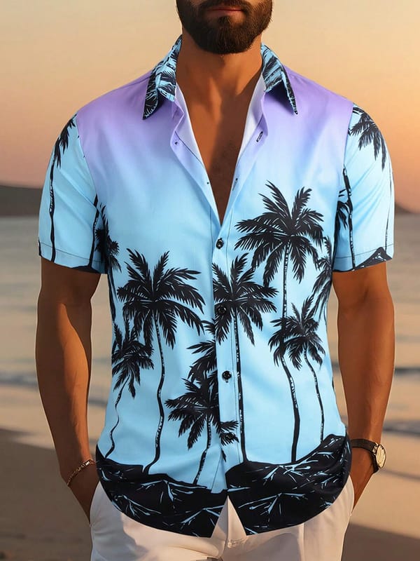 New Hawaiian Men's Short-sleeved Shirt Beach Party Fashion Men's Casual Shirt Everyday Street Summer Men's Short-sleeved Shirt