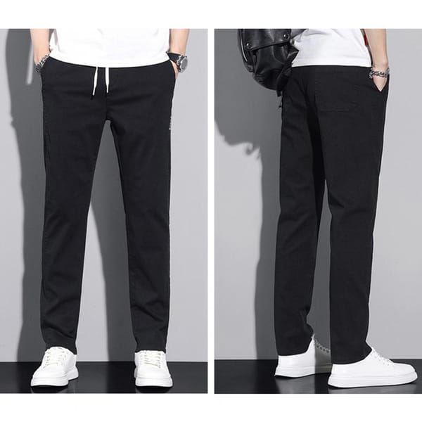 Travel Men Trousers Men's Drawstring Elastic Waist Wide Leg Pants with Pockets for Sport Travel Daily Wear Men Casual Trousers