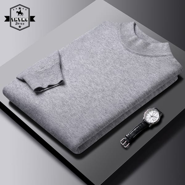 Men's Half High Collar Thin Pullover Sweater Fashion Simple Slim Fit Pullover Male Solid Color Classics Casual Turtleneck Autumn