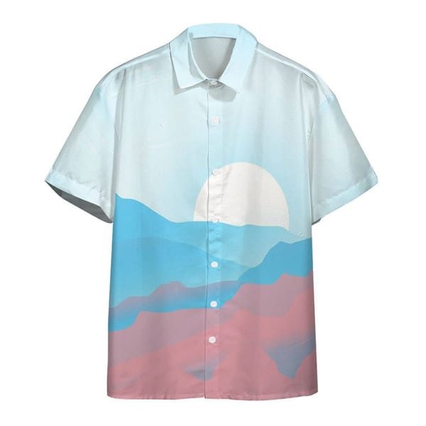 Simple Men's Shirt 3d Printed Harajuku Fashion Tops Loose Oversized Daily Casual Short Sleeved Shirt Sunset Graphic Shirts Lapel