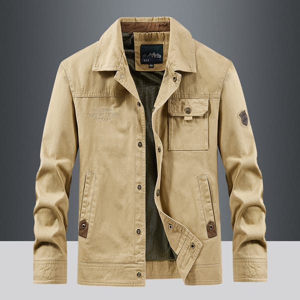 Men's Jackets Autumn New Solid Color Comfortable Loose Chest Pocket Design Outdoor Travel Lapel Top Men's Long-sleeved Coat