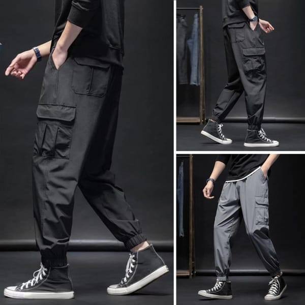 2024 New Summer Men's Joggers Light&Thin Plus Size  Pockets Fitness Sweatpants Ice Silk Loose Casual Track Pants Cargo Pants