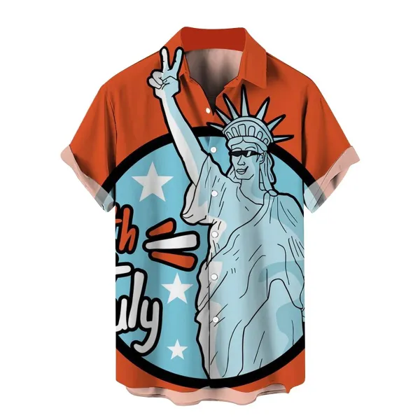 2024 New Hawaiian Men's Short Sleeve Shirt Goddess Print Casual Beach Men's Lapel Top Large Size Loose Men's Shirt