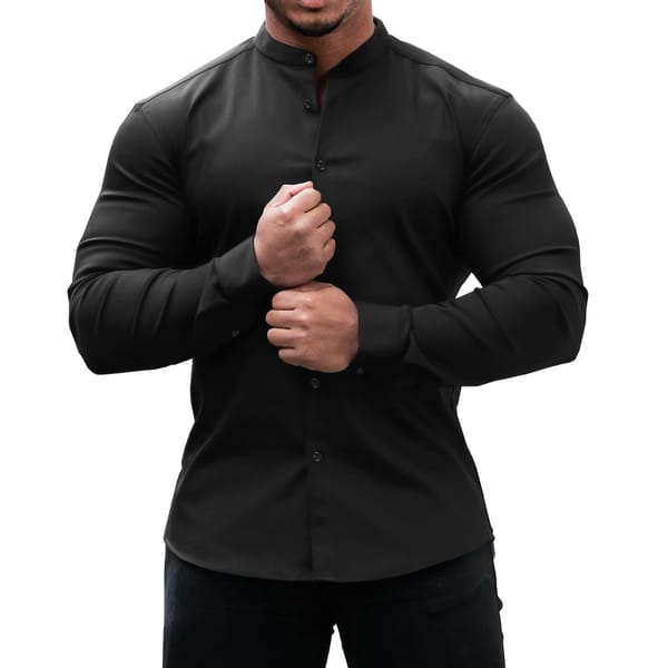 2023 Men's Casual Shirt Slim Fit Micro-elastic Long Sleeve Comfortable Versatile Stand Collar Tops Camisas  Men Dress Shirts