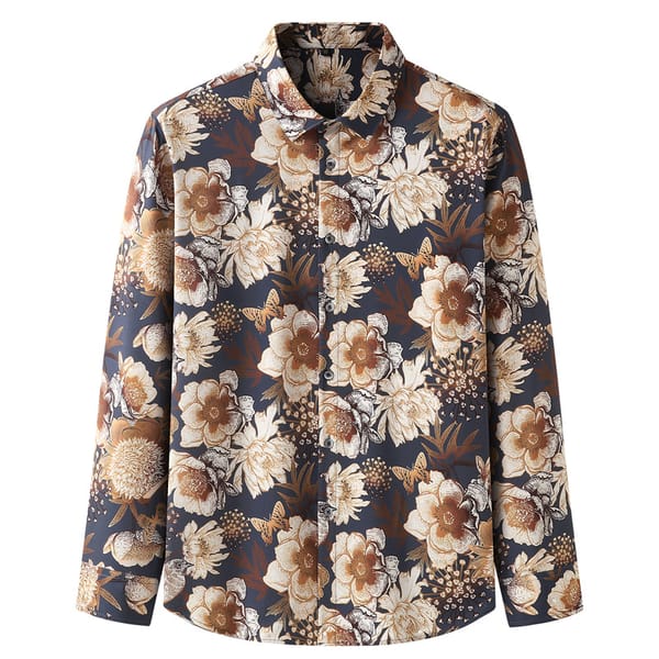 Men's Long Sleeve Floral Shirts Summer Plus Size 3XL 8XL 10XL 11XL 12XL Loose Elasticity Print Fashion Hawaii Beach Shirt Tops