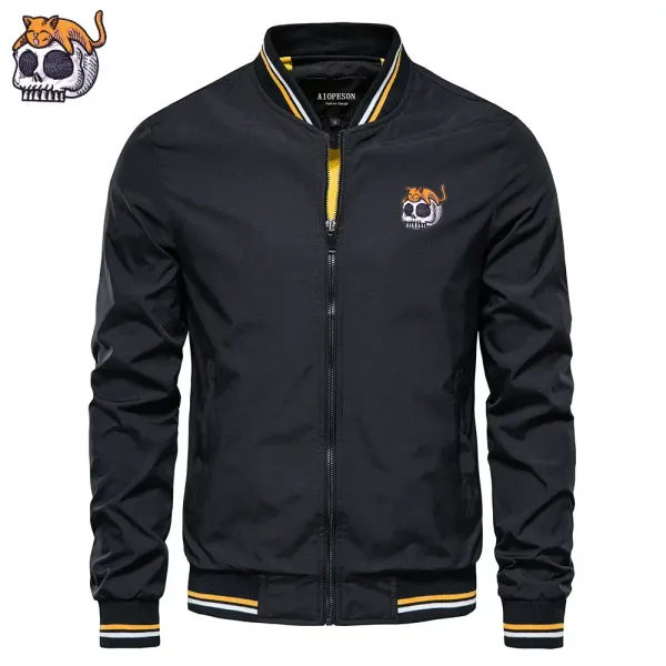 Jacket mens Skull embroidery Punk men's baseball jacket High quality men's wear Outdoor sports jacket Men's business jacket