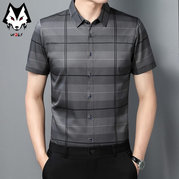 New Spring/Summer Men's Short Sleeve Shirts, Men's Sleeves Slim Fit Casual Shirts, Hot Selling Spot Tops, Men's Fashion Stripe