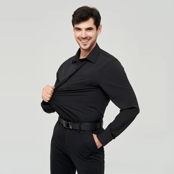 16 Colors, Stretchy, Breathable, Slim-fit Men's Business Casual Solid Color Shirt.Work Uniform for Daily Commute.