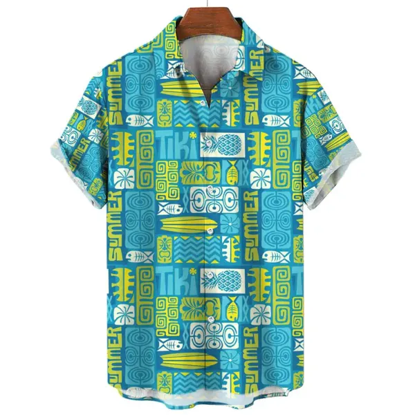 Men's Hawaiian Shirt Summer Short-Sleeved Lapel Shirt 3d Printed Pattern Casual Vacation Button-Down Shirt Comfortable To Wear