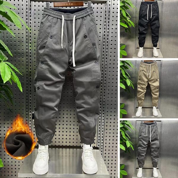 Cargo Pants Men Sports Pants Men's Elastic Waist Ankle Length Sweatpants with Pockets Casual Sports Trousers for Autumn Winter