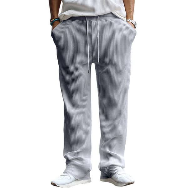 Men'S Loose Straight Stripe Jacquard Casual Pants Men'S Casual Pants Men'S Breathable Pants with Foam