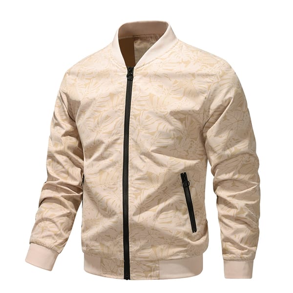 Men's Baseball Suit 2024 Autumn New Solid Color Trendy Print Outdoor Camping Stand up Collar Coat Men's Fashion Versatile Jacket