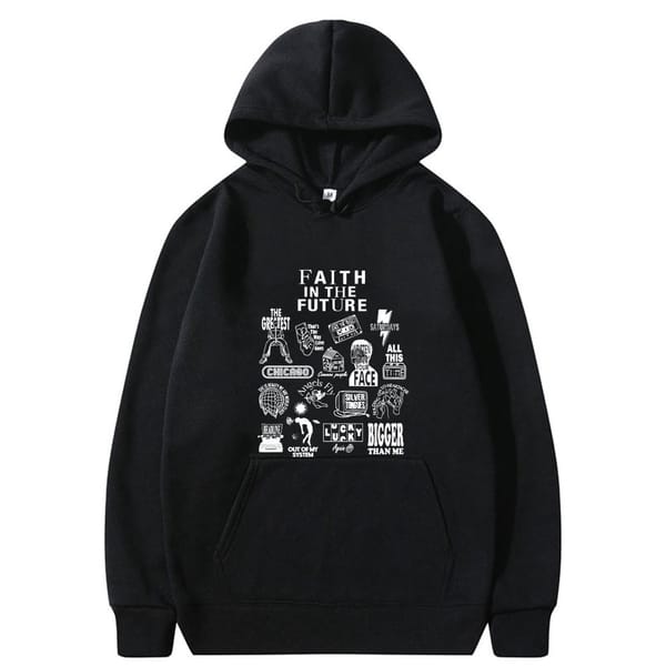 Limited Edition Faith in The Future Concert Print Hoodie Male Black Sweatshirt Men's Oversized Hip Hop Fashion Pullover Hoodies