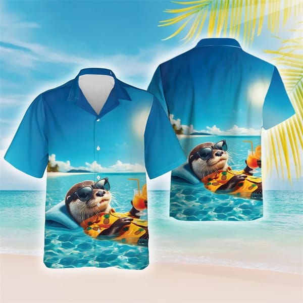 Newest Men'S Shirts Funny Otter 3d Print Casual Hawaiian Shirts Man Casual Shirt Button Short Sleeves Tops Male Loose Clothes
