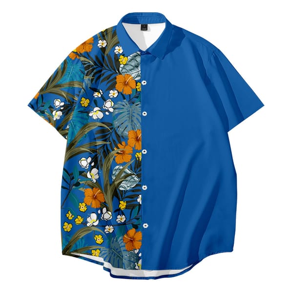 New Printed Shirt Men's Hawaiian Vacation Summer Leisure Beach Short Sleeve Shirt Plus Size Loose Top