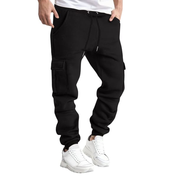 Comfortable Casual Fashionable And Warm Men'S Solid Color Work Clothes Pockets And Sanitary Pants Foam h