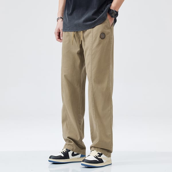 Spring Autumn Men's Straight Leg Workwear Pants High Street Retro Fashion Loose Fit Versatile Sports Casual Wide Leg Trousers