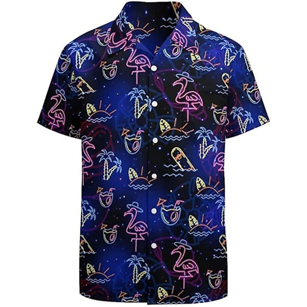 Men's shirt Hawaiian shirt camp T-shirt fluorescent 3D printing street casual short-sleeved clothing fashionable casual Tops