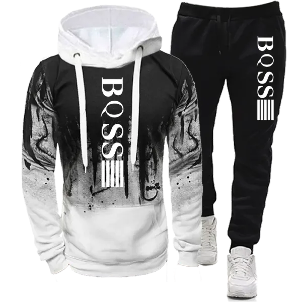 Men's Hoodies for Men Clothing Splash Ink Sweatshirt Suit Man Tracksuit Pant Sets New in Hoodies & Sweatshirts Sports Suits Set