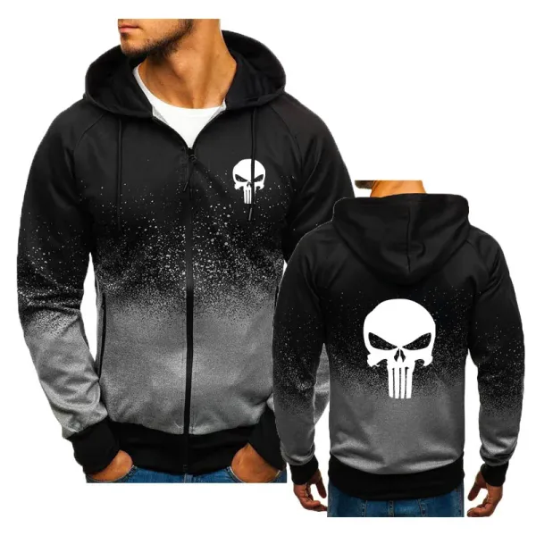 Skull print 2024 Spring new Men's Hoodies Tops Clothing High quality leisure Racing suit Color contrast 3D men's sweatshirt