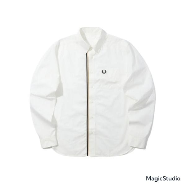 FP33 # barley men's long sleeved shirt, autumn and winter new casual embroidery shirt, British FP solid color cotton shirt