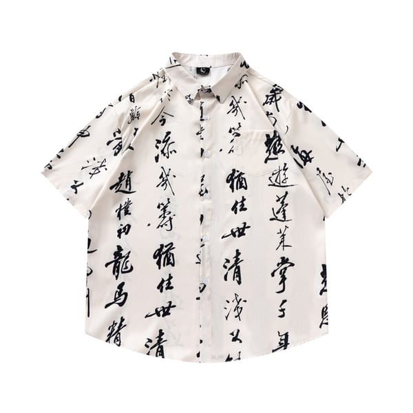 24ss Fashion Shirt Printed Chinese High Quality Hawaiian Shirt Men's Loose Women's Casual Retro Short Sleeve Shirt