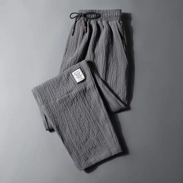 Men'S Casual Ice Silk Pants Drawstring Summer Pocket Street Jogging Quick Dry Sports Loose Large Size