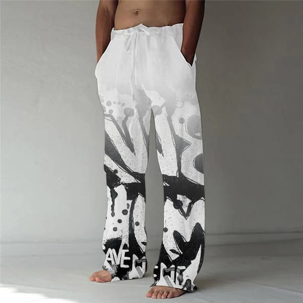 Men's straight drawstring pants 3D printed front pocket casual loose poker creative printing wholesale in foreign trade factory