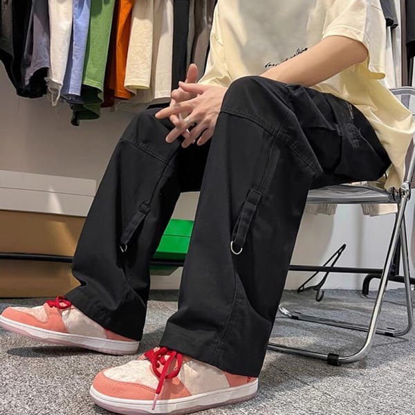 Men Cargo Pants Vintage Loose Men's Cargo Pants with Elastic Waist Multi Pockets Soft Breathable Fabric Streetwear Hip for Daily