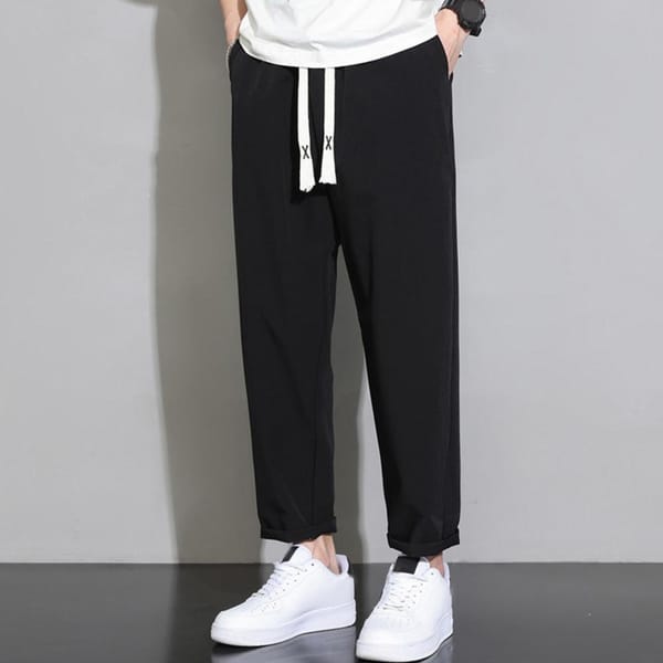 Men Regular Fit Pants Adjustable Drawstring Men Sports Pants Quick Dry Men's Gym Training Jogging Sweatpants with Side Pockets