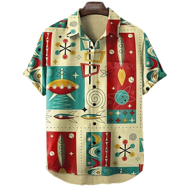 Men's Rocket Print Hawaiian Shirt 3d Print Harajuku Cartoon High Quality Summer Men's Casual