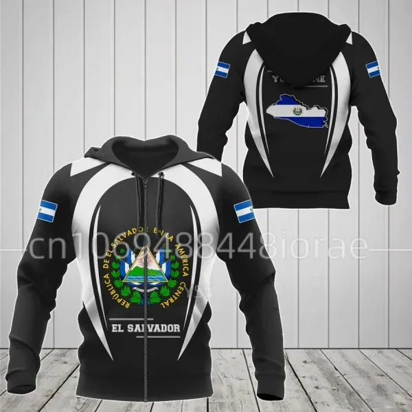 2024 Men's Hoodie Flag of El Salvador 3D Printing Casual Fashion Oversize Hoodie Custom Name Men's and Women's Clothing