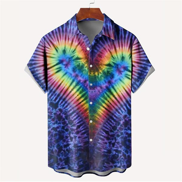 Summer Men's Shirt Love Print Men's Short-sleeved Shirt 2024 New Hawaiian Casual Mens Short-sleeved Shirts Beach Casual Clothing