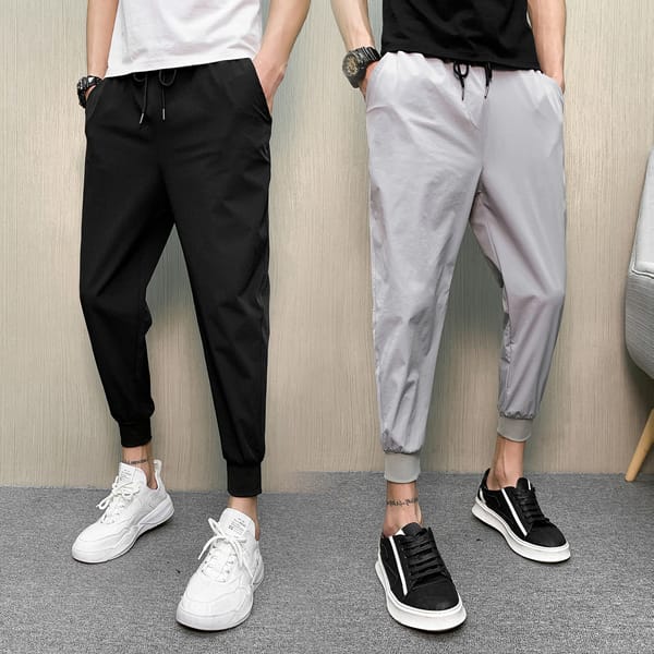 Summer New Men's Ice Silk Ultra-thin Style Breathable Sports Trend Slim Casual Pants