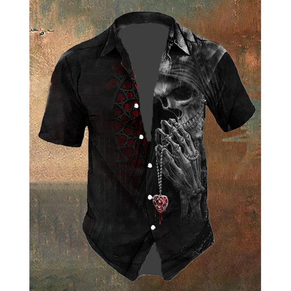 Retro Skull 3d Print Men's Shirt Summer Casual Fashion Short Sleeved Street Shirt For Men Loose Breathable Hawaiian Shirt Man