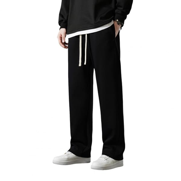 Elastic Waist Drawstring Joggers Men's Drawstring Elastic Waist Wide Leg Sweatpants with Pockets for Daily Wear Casual Sport