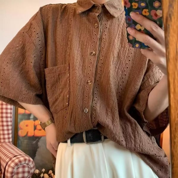 Casual Men Shirt Japanese Style Men's Button-down Cardigan with Chest Pocket for Daily Wear in Summer Men Short-sleeved Shirt