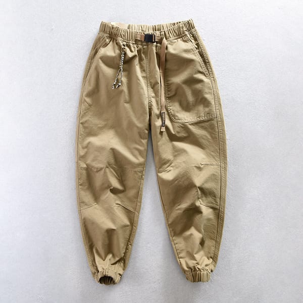 Z635 High Quality Men's Elastic Waist Loose Casual Versatile Overalls Pants Youth Solid Color Cotton Simple Basic Taper Trousers