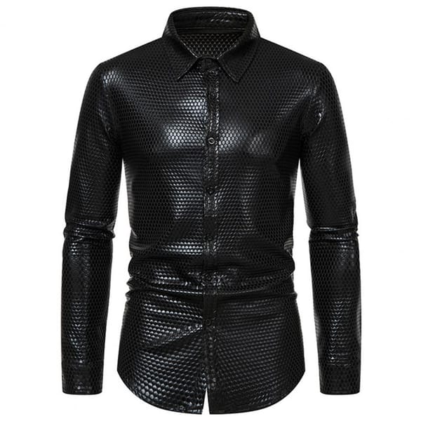 Sequin Shirt Sequins Lapel Men's Dress Shirt for Luxury Disco Party Nightclub Christmas Prom Costume Long Sleeve Button Down