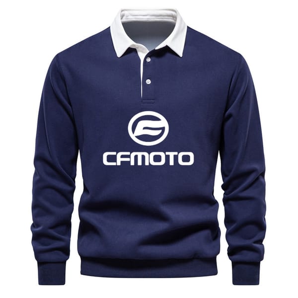 New lapel hoodie top Cfmoto print Casual loose pullover for men Spring autumn Brand Business high quality men's sweatshirt
