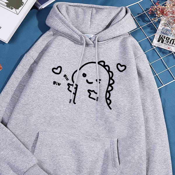 Little Dinosaur Launching Love Print Men'S Hoodie Fashion Comfortable Sweatshirt Unisex Thick Pocket Sport Shirts Drawstring Top