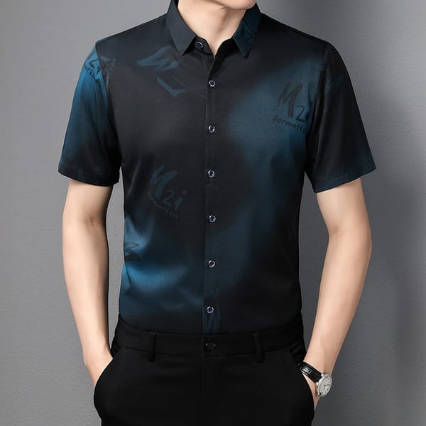 Men's Short-sleeved Shirt Thin New Casual Lapel Summer Youth Fashion Printed T-shirt