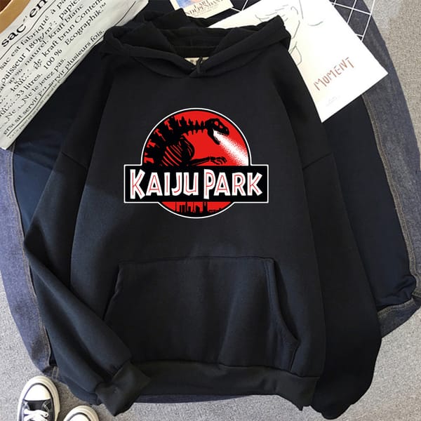 Hoodie Kaiju Park Retro Pullover For Men'S  Warm Long Sleeve Harajuku Men Sweatshirt Vintage Trend Brand Fleece Man Hoodies
